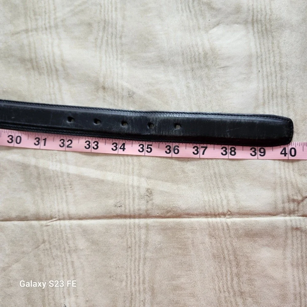 Cole Haan Leather Belt Mens 34 Black Brass Buckle Classic Dress Business Casual